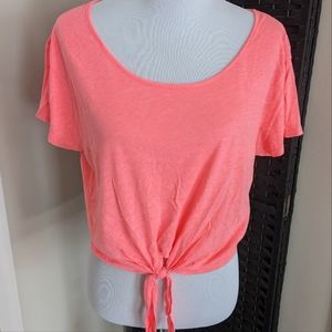 PINK Neon Pink Cropped T-Shirt, S